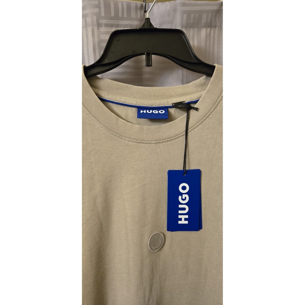 HUGO BOSS Nuwinter‎ T Shirt Mens 2XL Beige Pullover Crew  Oversized Stretch Logo